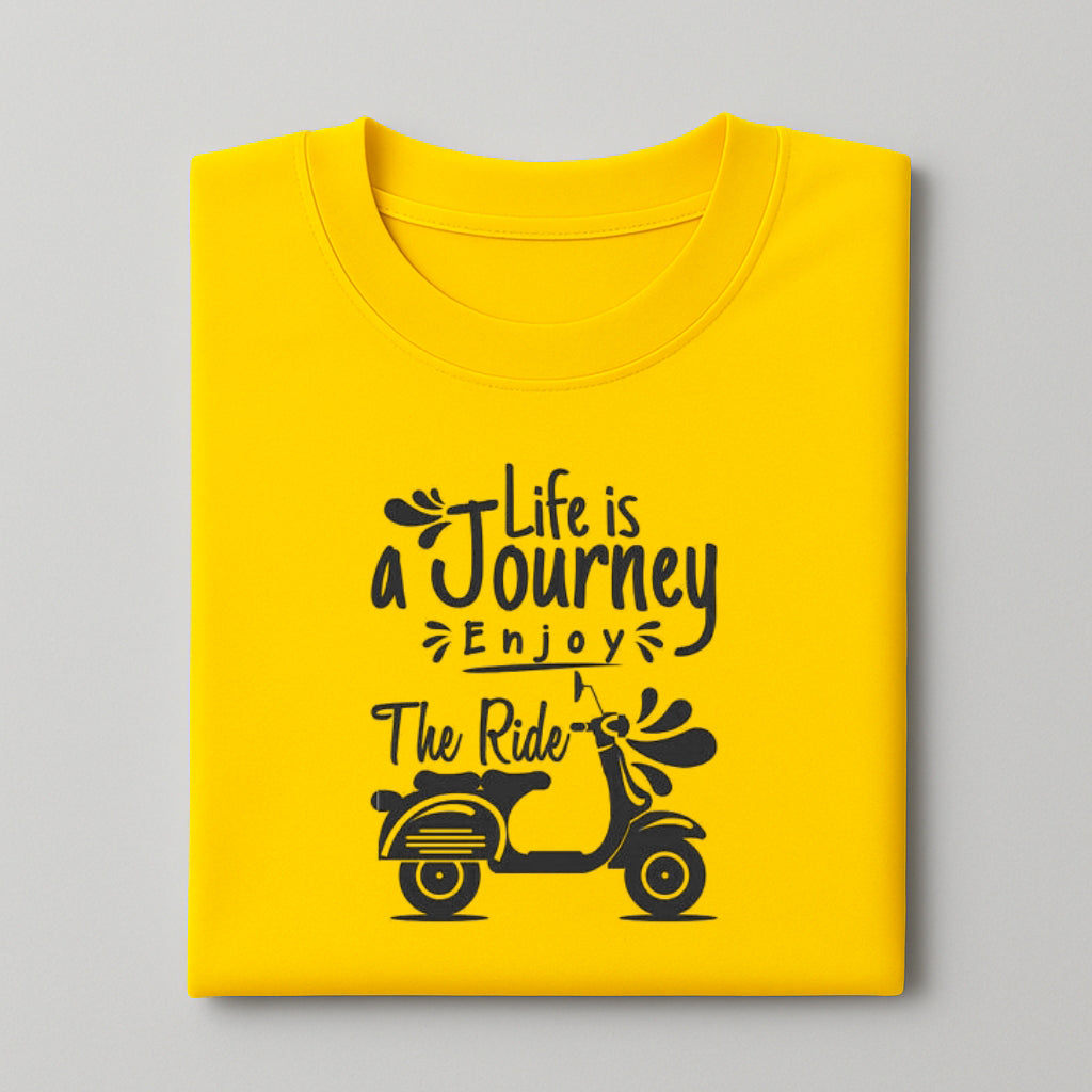 Men's Cotton Crew Neck Printed T-Shirt - Trendy Graphic Design Tee - Yellow