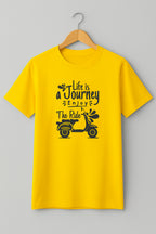 Men's Cotton Crew Neck Printed T-Shirt - Trendy Graphic Design Tee - Yellow