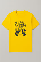 Men's Cotton Crew Neck Printed T-Shirt - Trendy Graphic Design Tee - Yellow