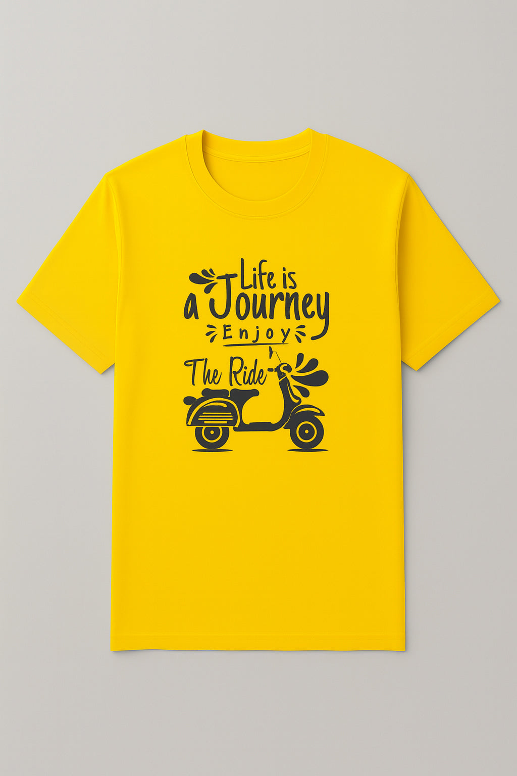 Men's Cotton Crew Neck Printed T-Shirt - Trendy Graphic Design Tee - Yellow