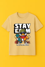 Men's Classic Fit Cotton Graphic Printed T-Shirt - Beige