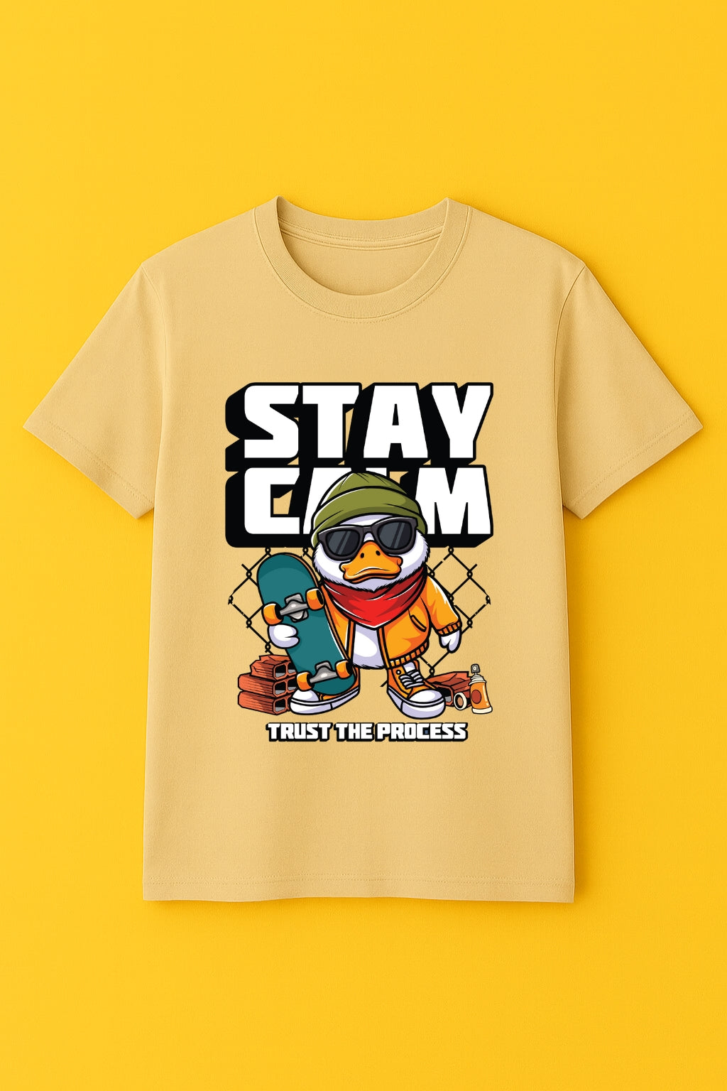 Men's Classic Fit Cotton Graphic Printed T-Shirt - Beige