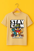 Men's Classic Fit Cotton Graphic Printed T-Shirt - Beige