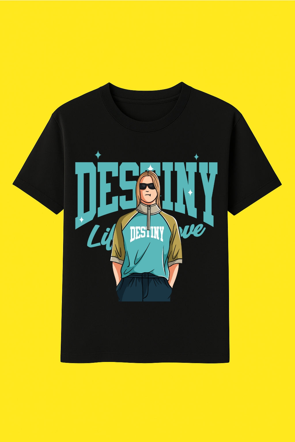 Men's Cotton Graphic Printed T-Shirt - Regular Fit And Crew Neck Tees - Black