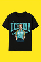 Men's Cotton Graphic Printed T-Shirt - Regular Fit And Crew Neck Tees - Black