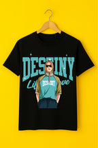 Men's Cotton Graphic Printed T-Shirt - Regular Fit And Crew Neck Tees - Black