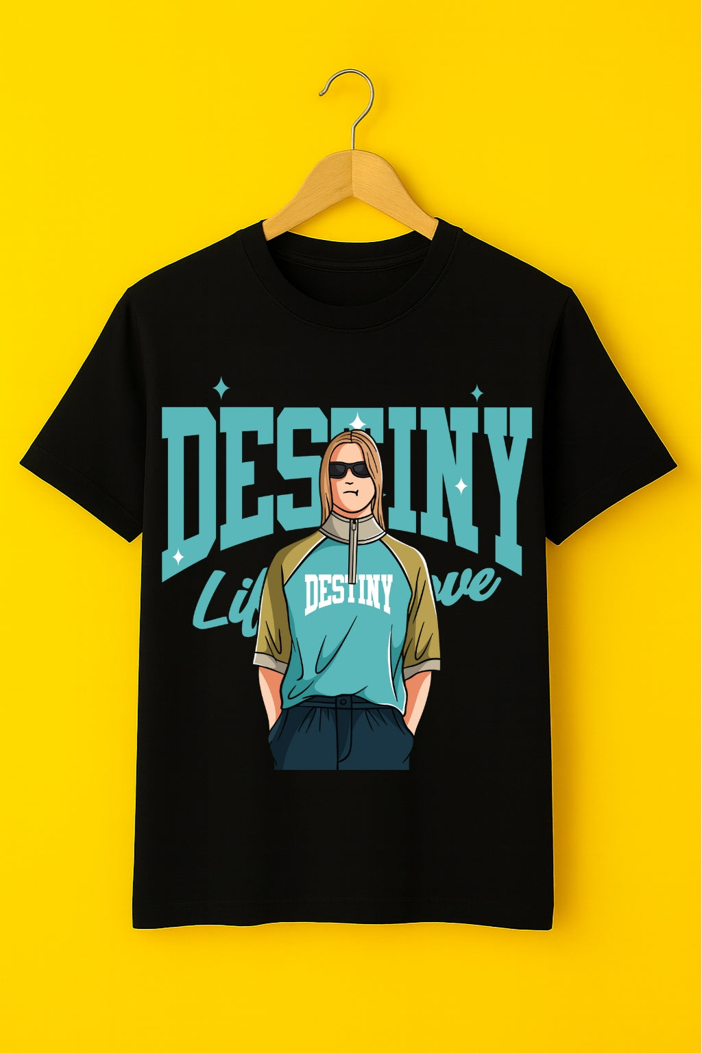 Men's Cotton Graphic Printed T-Shirt - Regular Fit And Crew Neck Tees - Black
