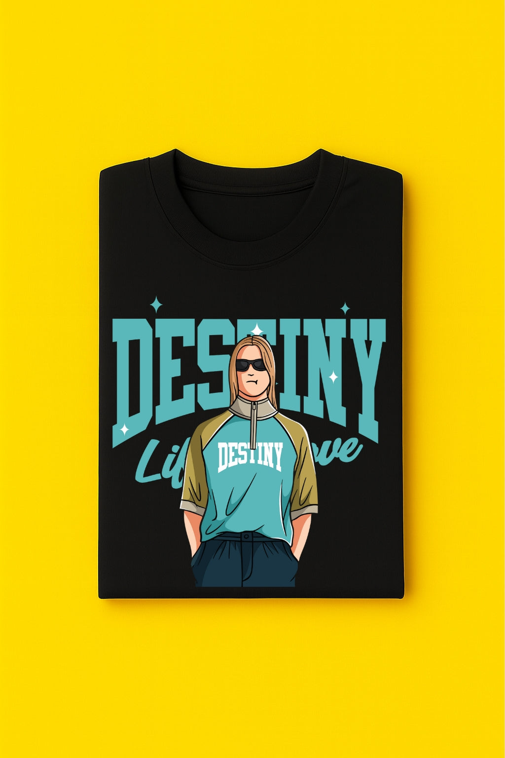 Men's Cotton Graphic Printed T-Shirt - Regular Fit And Crew Neck Tees - Black