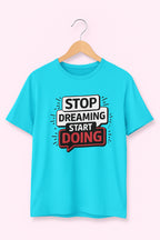 Men's Cotton Motivational Printed Crew Neck T-Shirt - Skyblue