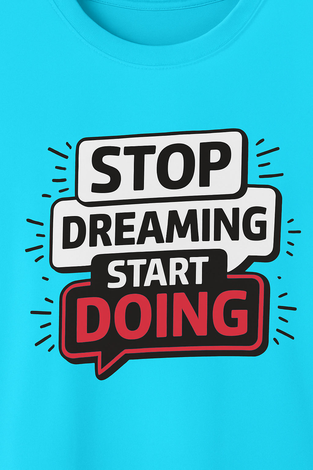 Men's Cotton Motivational Printed Crew Neck T-Shirt - Skyblue