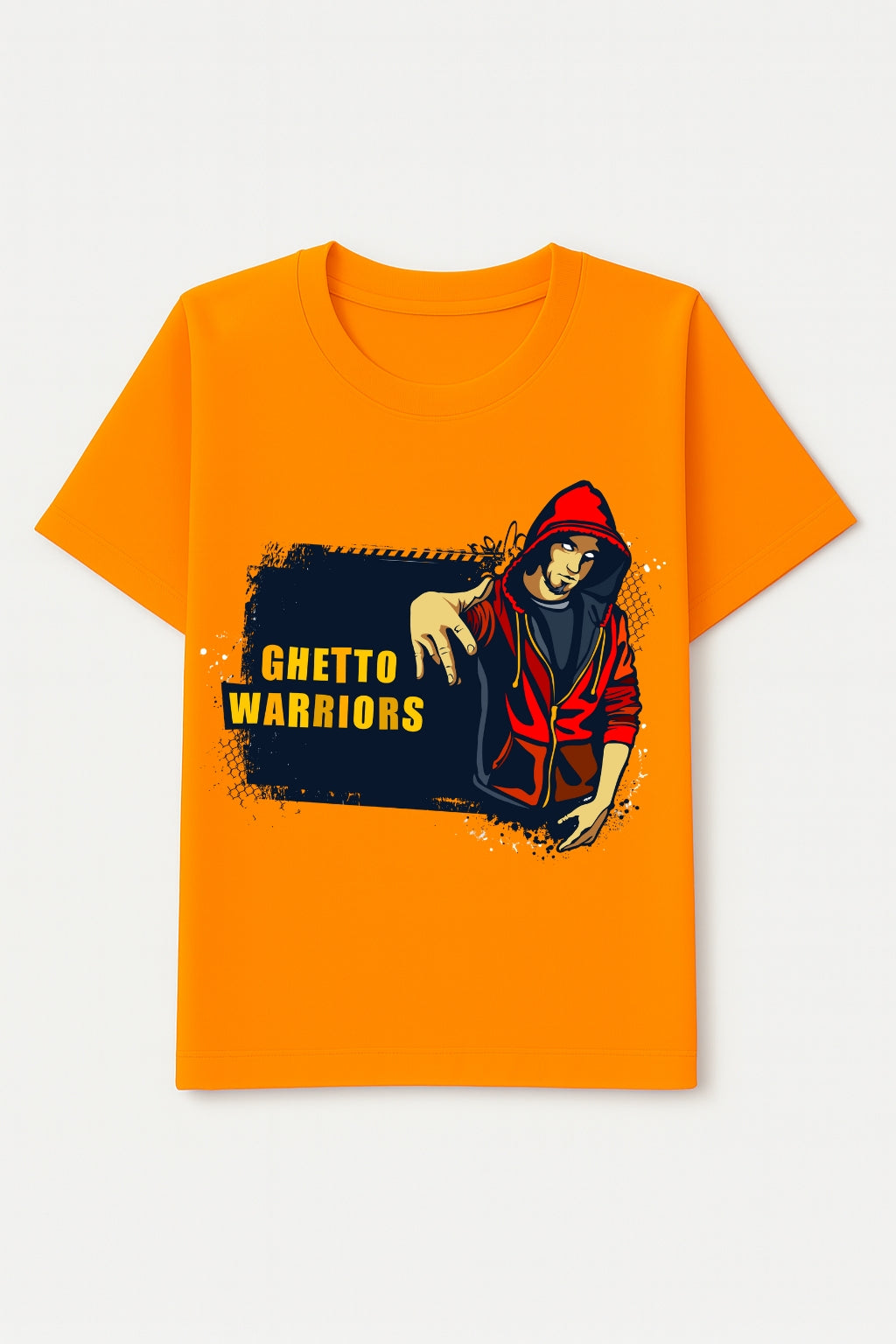 Men's Premium Cotton With A Classic Crew Neckline Urban Graphic T-Shirt - Orange