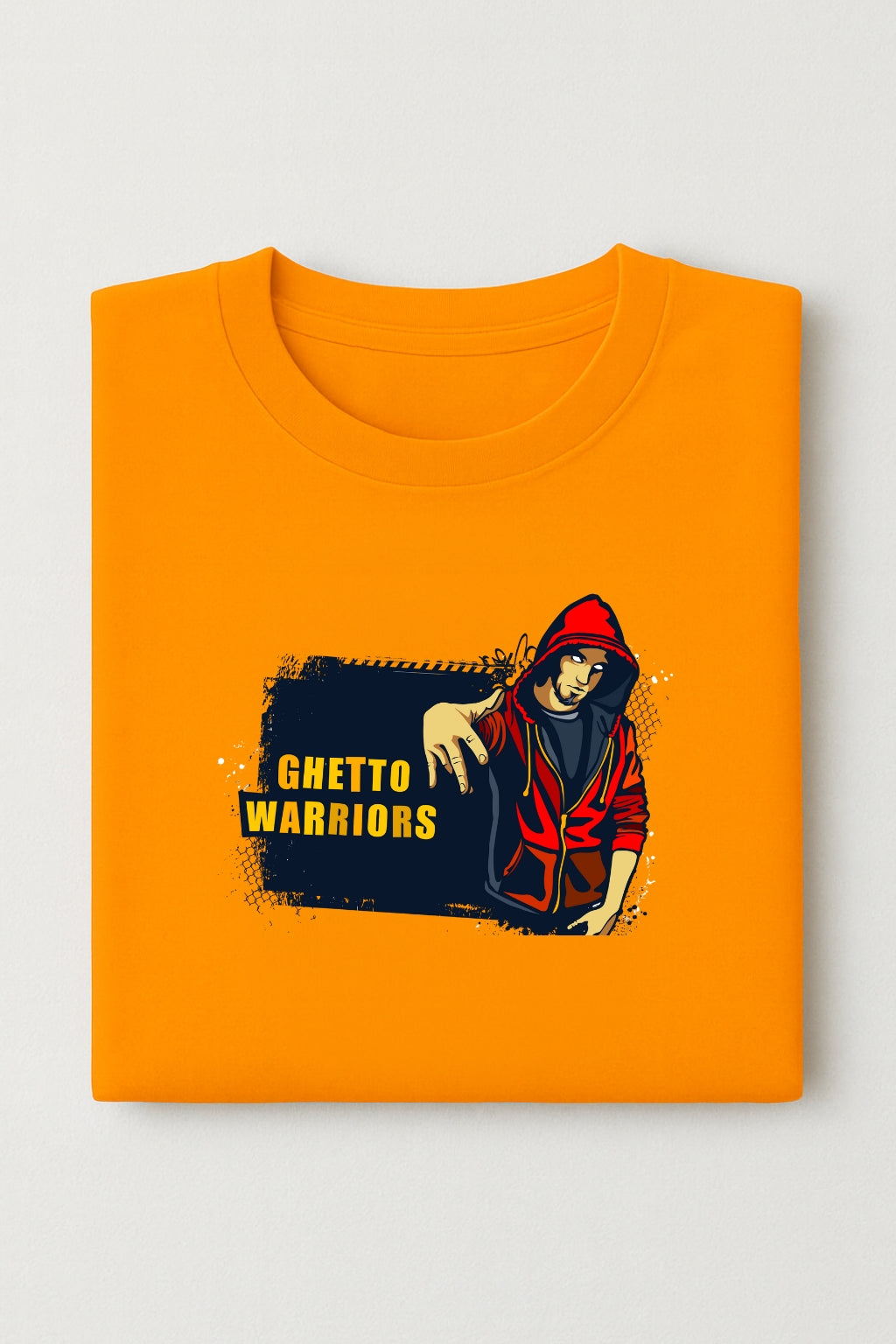 Men's Premium Cotton With A Classic Crew Neckline Urban Graphic T-Shirt - Orange