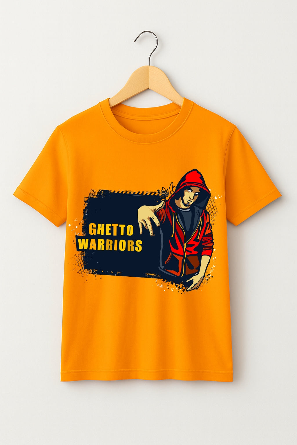 Men's Premium Cotton With A Classic Crew Neckline Urban Graphic T-Shirt - Orange