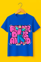 Men's Blue Cotton Graphic T-Shirt - Casual Street Style - Blue