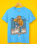 Men's Sky Blue Cotton Graphic T-Shirt - Urban Casual Look - Skyblue