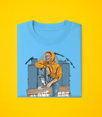 Men's Sky Blue Cotton Graphic T-Shirt - Urban Casual Look - Skyblue