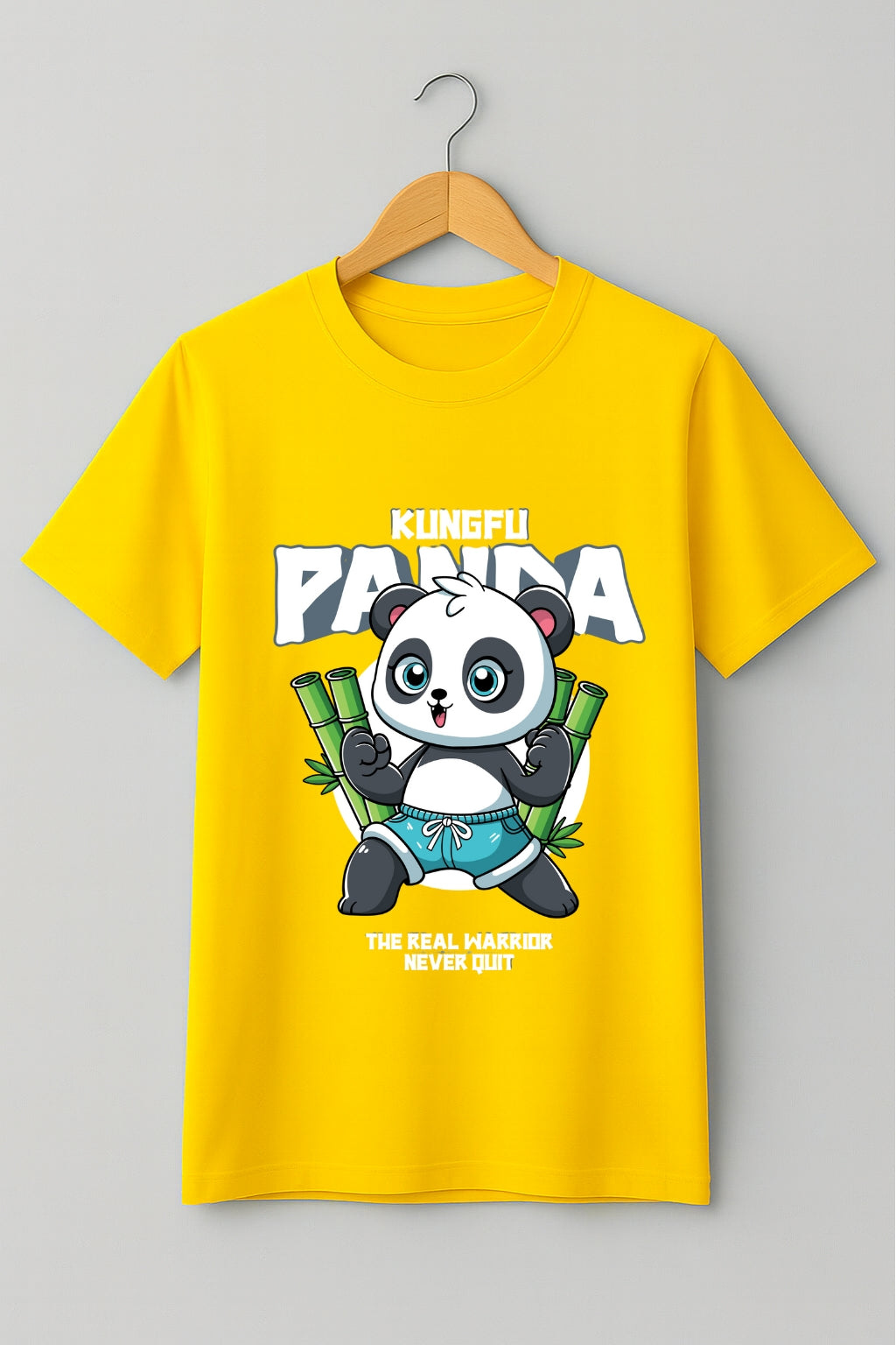 Men's Yellow Cotton Graphic T-Shirt - Playful Warrior Vibe - Yellow