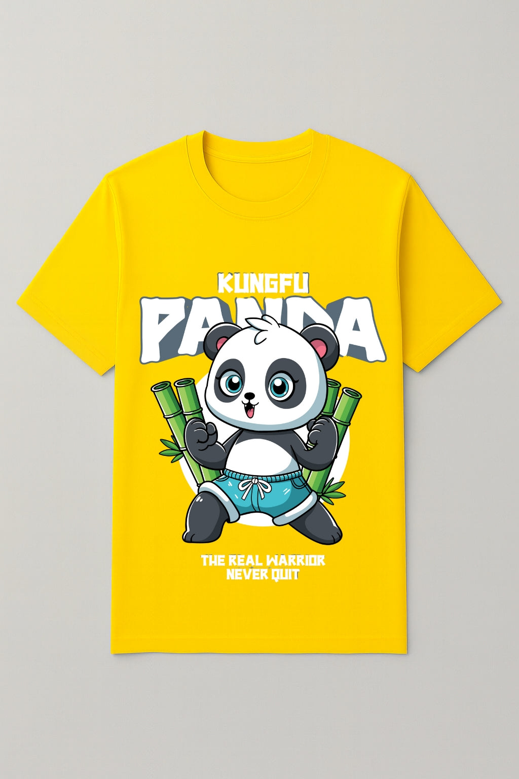 Men's Yellow Cotton Graphic T-Shirt - Playful Warrior Vibe - Yellow