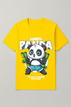 Men's Yellow Cotton Graphic T-Shirt - Playful Warrior Vibe - Yellow