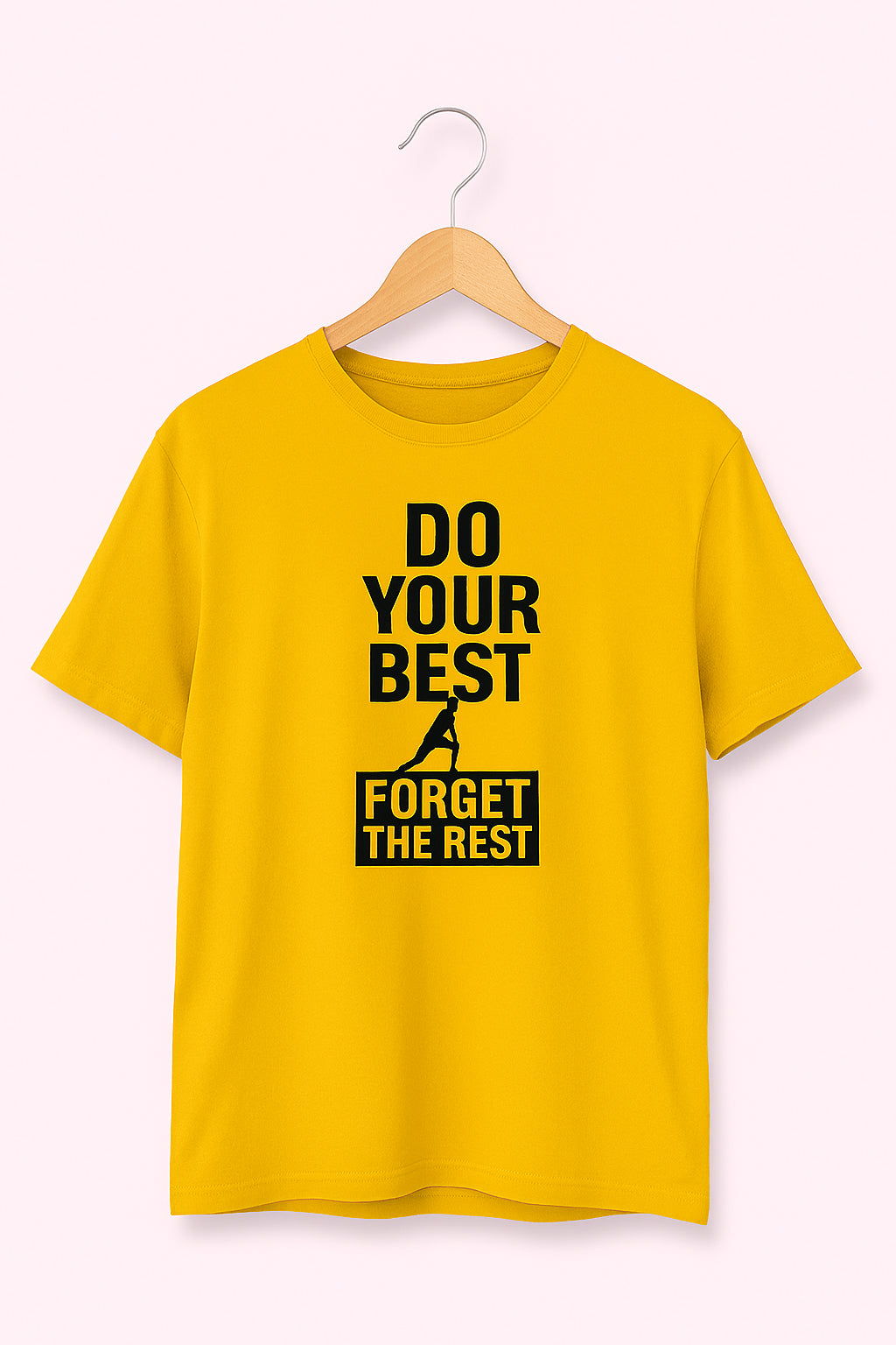 Men's Crew Neck Graphic Printed Casual T-Shirt - Yellow