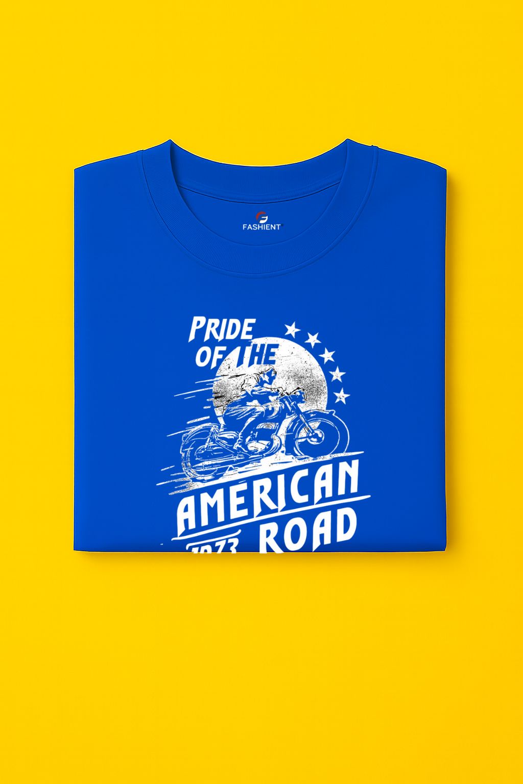 Men's Cotton Short Sleeve Graphic Printed T-Shirt - Pride of the American Road - Blue