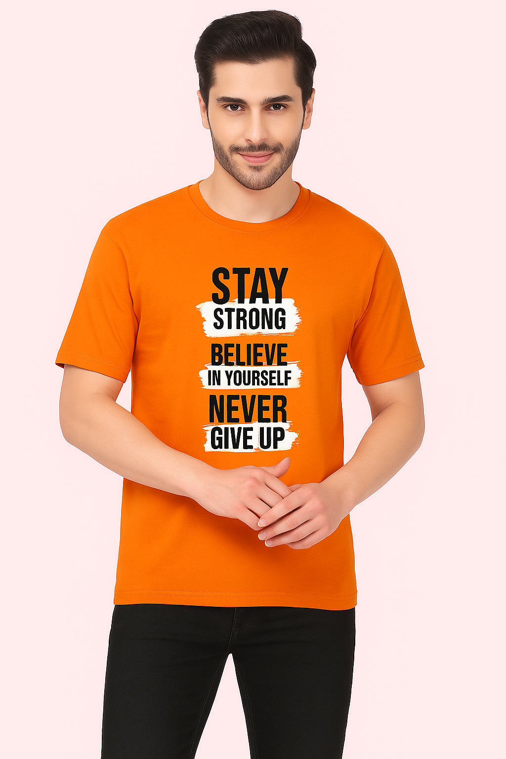 Men's Comfortable, stylish and motivational Printed T-Shirt for casual wear or workouts - Orange