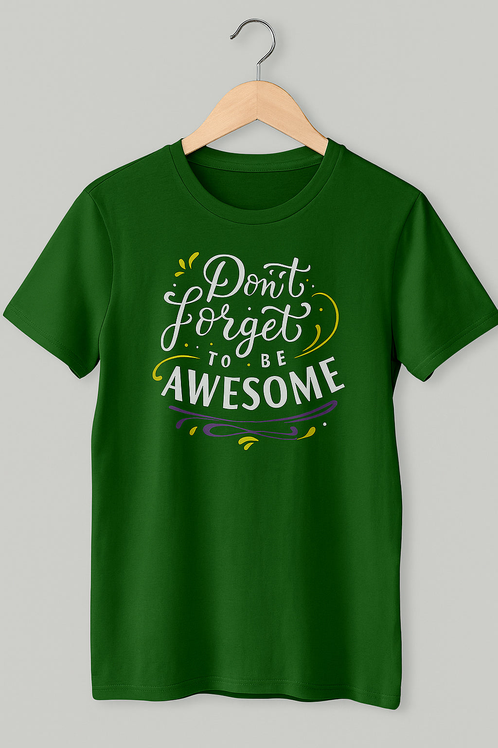 Men's Green Printed T-Shirt - Crew neck and short sleeves for easy, comfortable wear - Green
