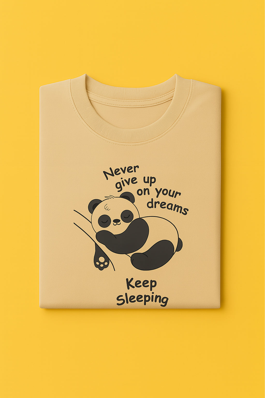 Men's Cotton Graphic Print T-Shirt - Regular Fit Tee - Beige