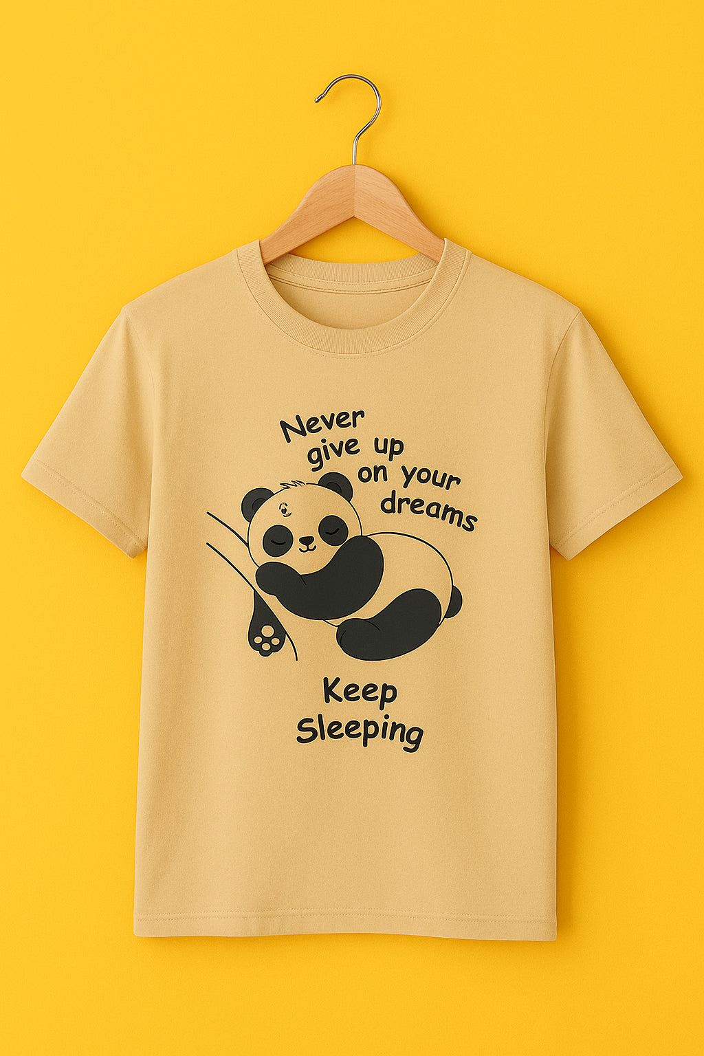 Men's Cotton Graphic Print T-Shirt - Regular Fit Tee - Beige