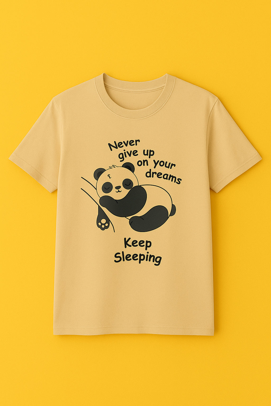 Men's Cotton Graphic Print T-Shirt - Regular Fit Tee - Beige