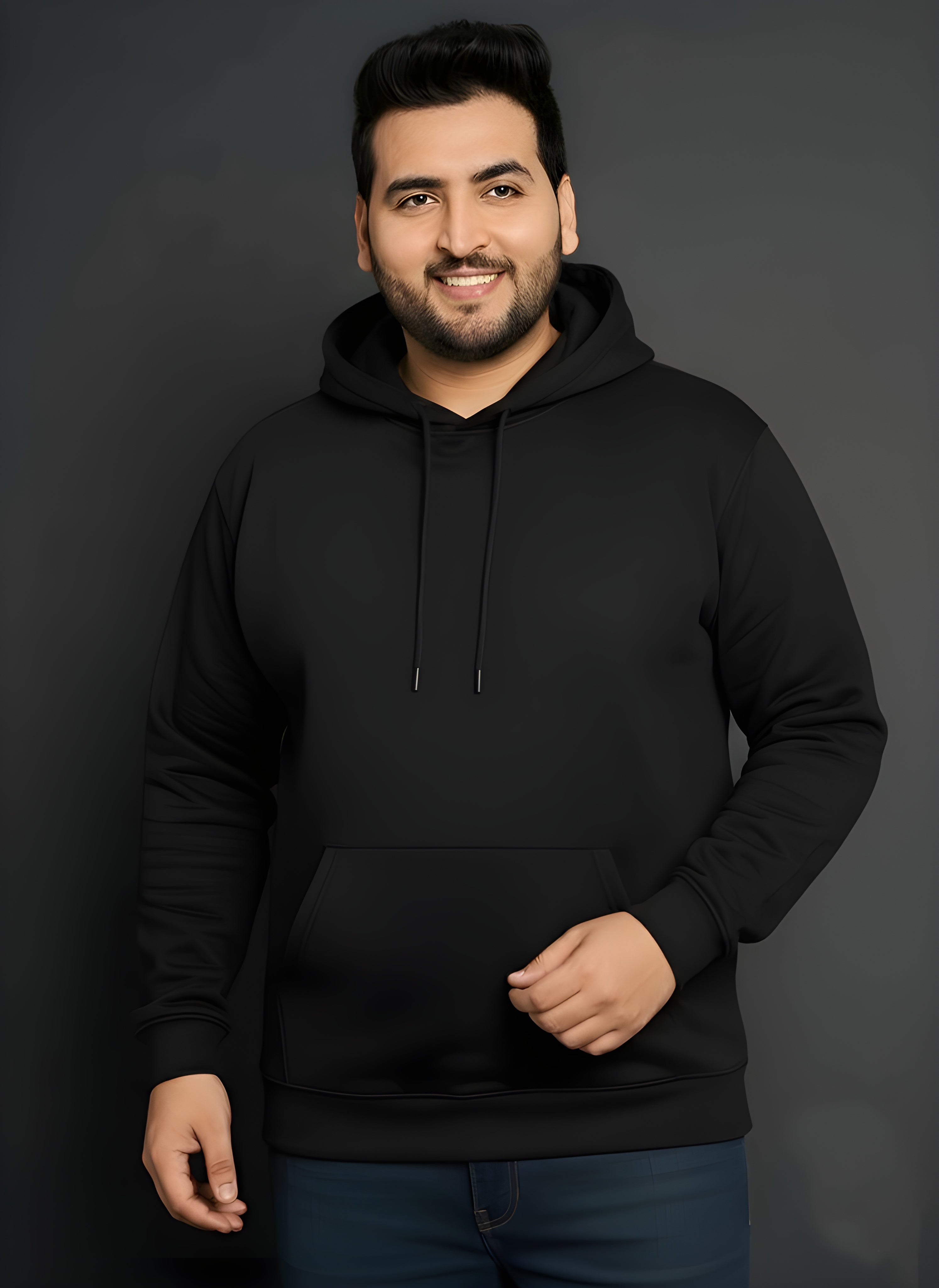Men’s Regular Fit Cotton Hoodie | Comfortable Winter Hoodie with Kangaroo Pocket & Adjustable Hood | Soft Warm Casual Wear for Everyday Use Black - Black