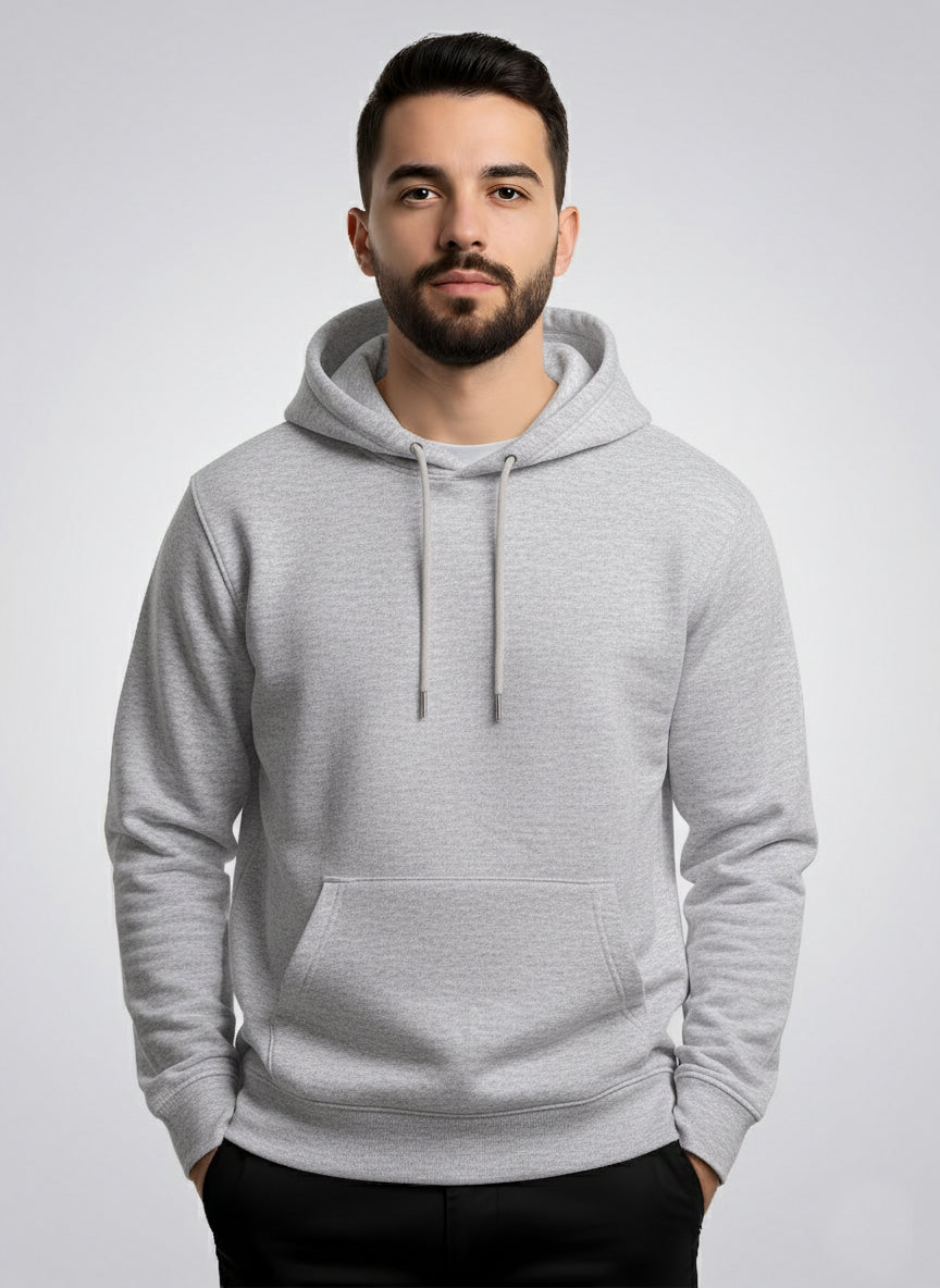 Men’s Regular Fit Cotton Hoodie | Comfortable Winter Hoodie with Kangaroo Pocket & Adjustable Hood | Soft Warm Casual Wear for Everyday Use Grey - Grey