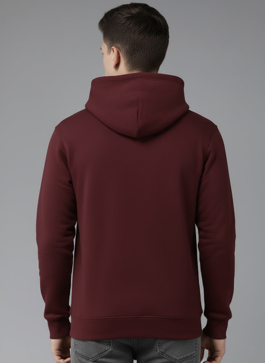 Men’s Regular Fit Cotton Hoodie | Comfortable Winter Hoodie with Kangaroo Pocket & Adjustable Hood | Soft Warm Casual Wear for Everyday Use Maroon - Maroon