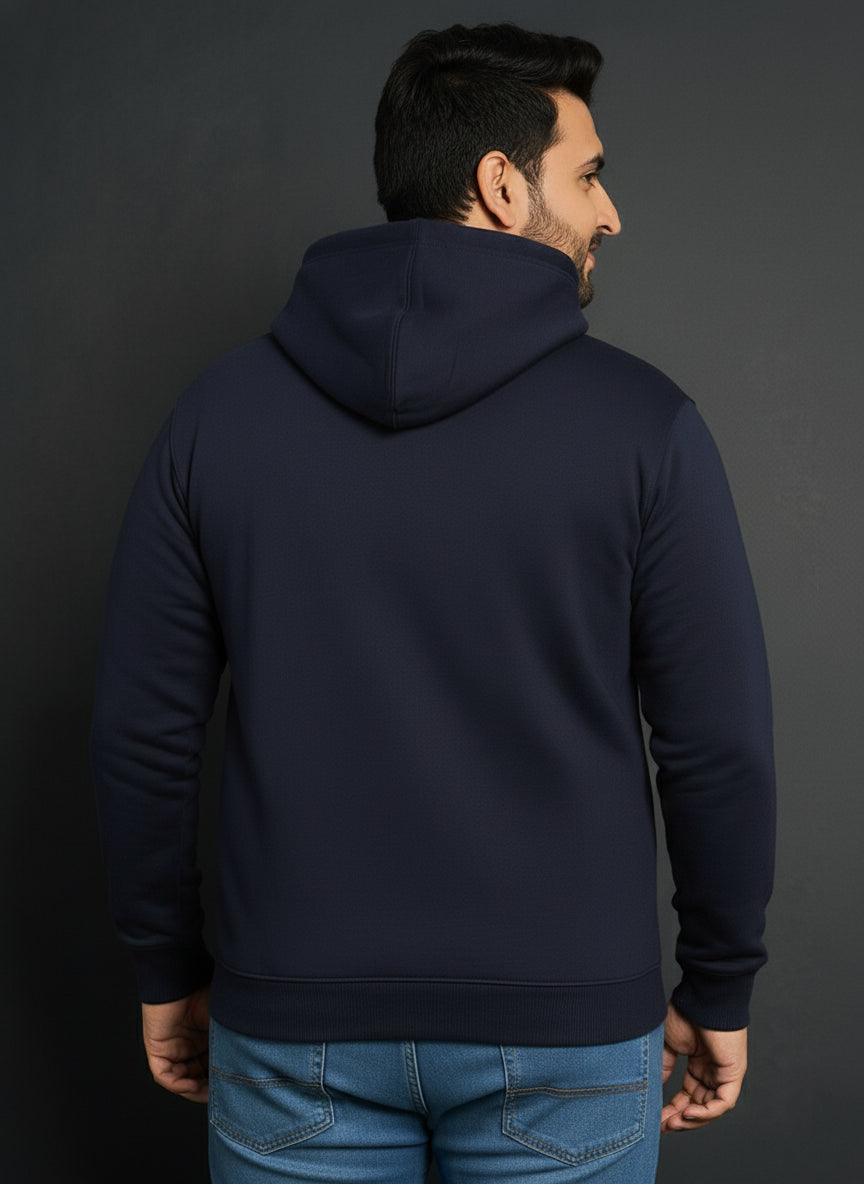 Men’s Regular Fit Cotton Hoodie | Comfortable Winter Hoodie with Kangaroo Pocket & Adjustable Hood | Soft Warm Casual Wear for Everyday Use Navy - Navy