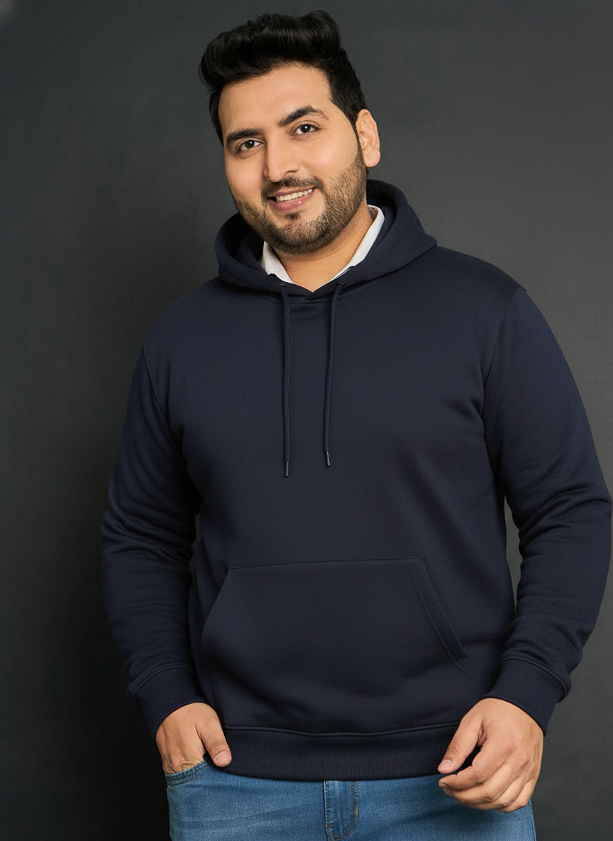 Men’s Regular Fit Cotton Hoodie | Comfortable Winter Hoodie with Kangaroo Pocket & Adjustable Hood | Soft Warm Casual Wear for Everyday Use Navy - Navy