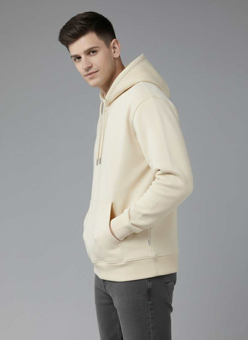 Men’s Regular Fit Cotton Hoodie | Comfortable Winter Hoodie with Kangaroo Pocket & Adjustable Hood | Soft Warm Casual Wear for Everyday Use Off-White - Offwhite