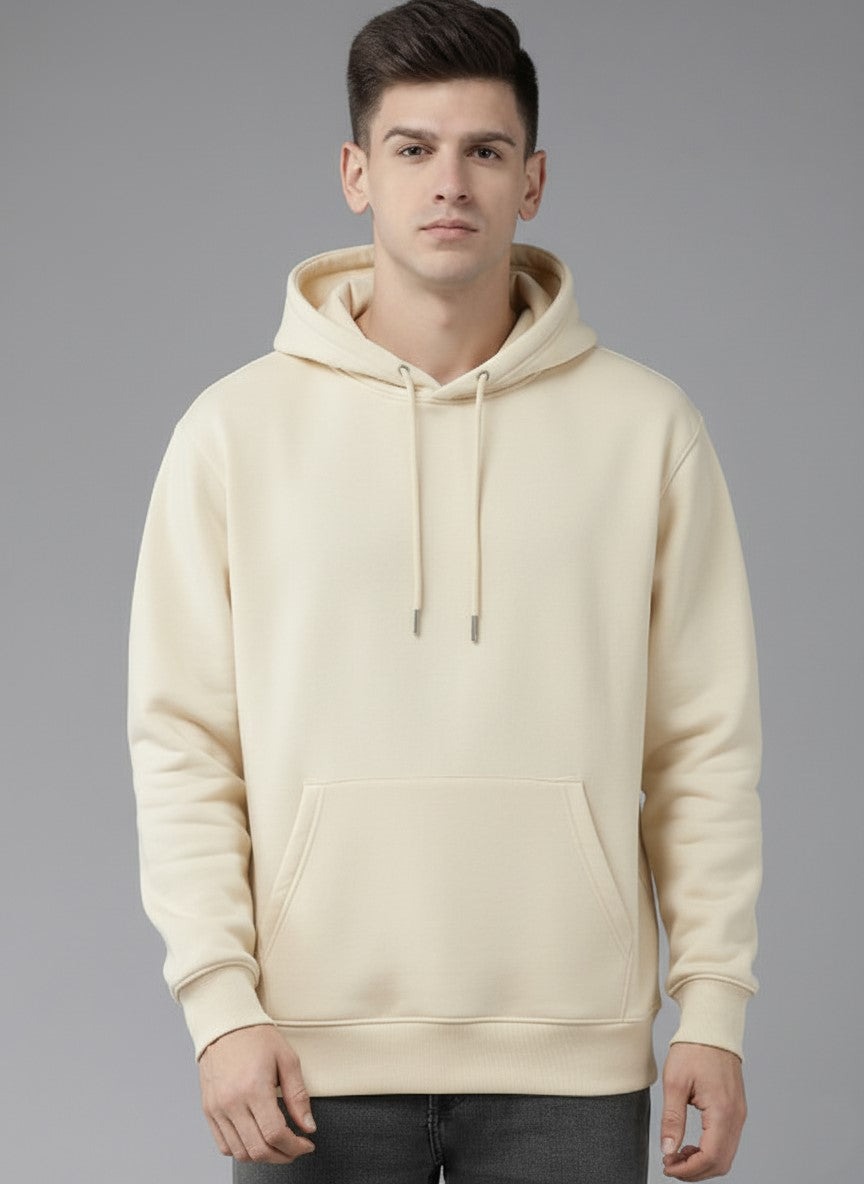 Men’s Regular Fit Cotton Hoodie | Comfortable Winter Hoodie with Kangaroo Pocket & Adjustable Hood | Soft Warm Casual Wear for Everyday Use Off-White - Offwhite