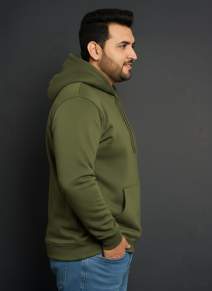 Men’s Regular Fit Cotton Hoodie | Comfortable Winter Hoodie with Kangaroo Pocket & Adjustable Hood | Soft Warm Casual Wear for Everyday Use Olive - Olive