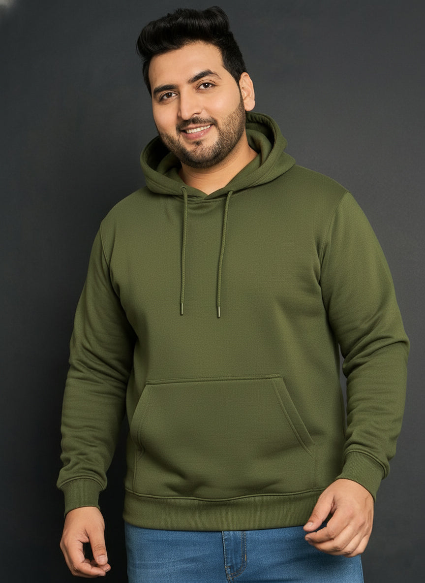 Men’s Regular Fit Cotton Hoodie | Comfortable Winter Hoodie with Kangaroo Pocket & Adjustable Hood | Soft Warm Casual Wear for Everyday Use Olive - Olive