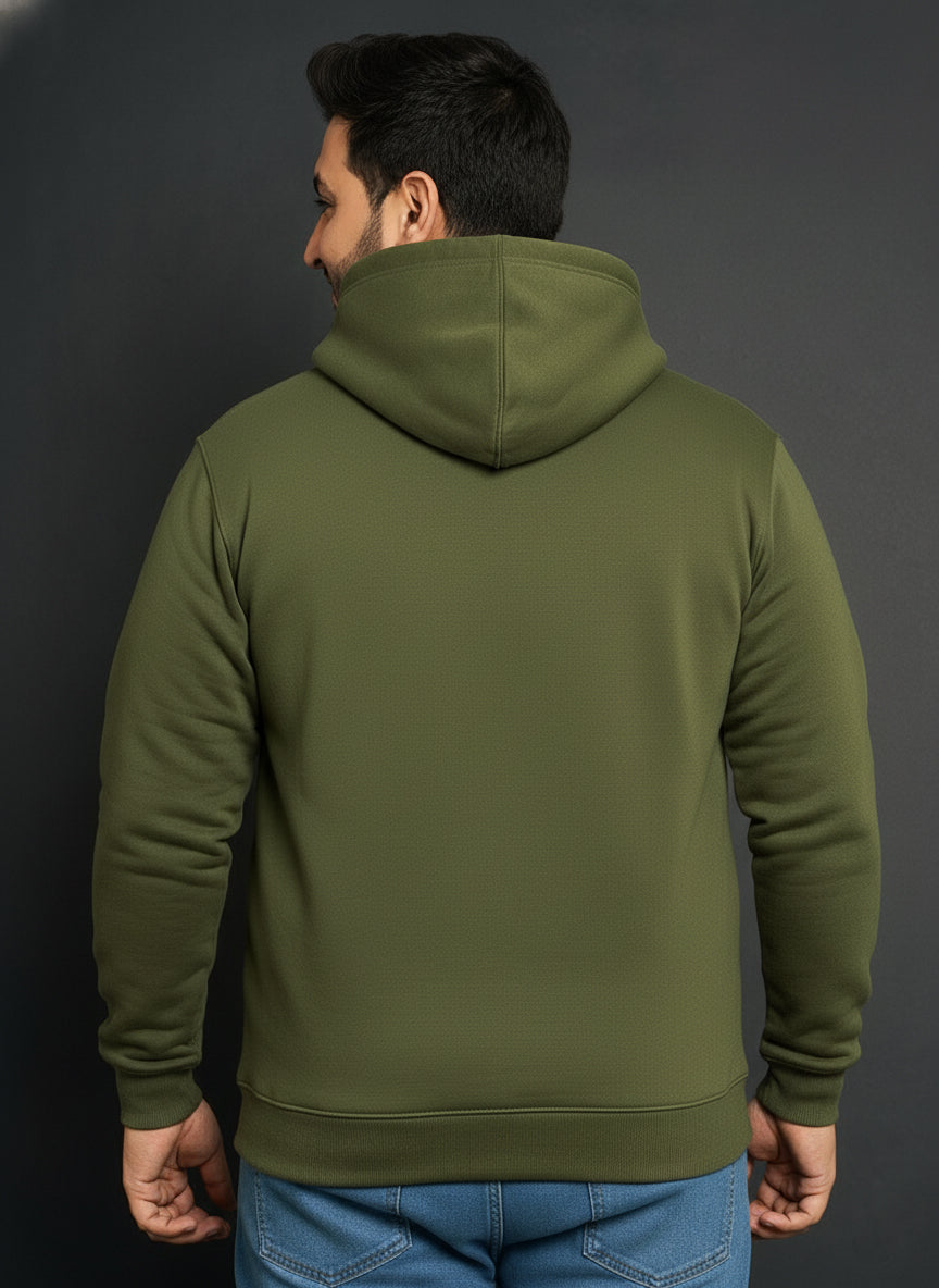 Men’s Regular Fit Cotton Hoodie | Comfortable Winter Hoodie with Kangaroo Pocket & Adjustable Hood | Soft Warm Casual Wear for Everyday Use Olive - Olive