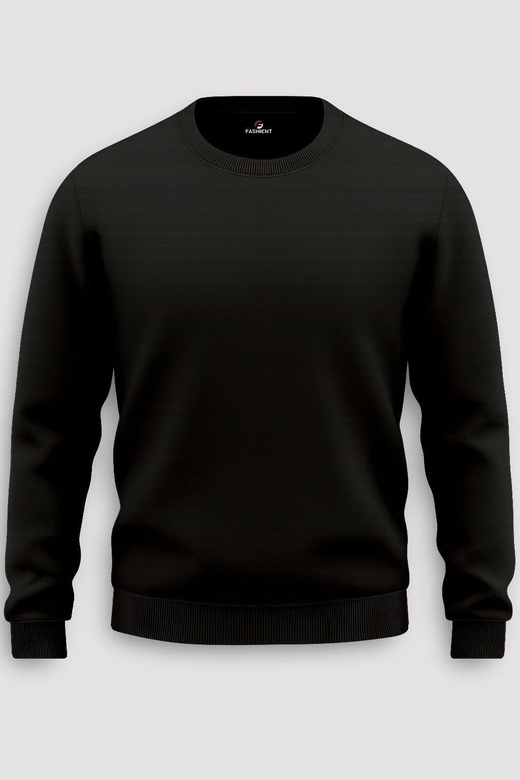 ActiveWear Men’s Solid Cotton Sweatshirt – Casual Crew Neck Full Sleeve Pullover - Black