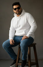 Men’s Premium Cotton Fleece Hoodie – Black & White Combo | Soft, Warm & Stylish - Black White