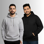 Men’s Premium Cotton Fleece Hoodie – Grey & Black Combo | Soft, Warm & Stylish - Grey Black