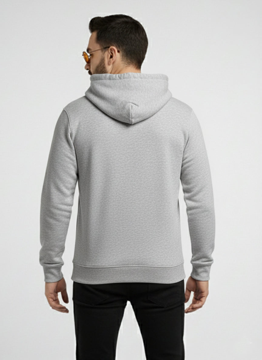 Men’s Premium Cotton Fleece Hoodie – Grey, Off-White & Black - Grey Offwhite Black