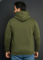 Men’s Ultra-Soft Premium Fleece Hoodie | Warm Winter Wear | Classic Fit Pullover Hooded Sweatshirt - Olive Grey White