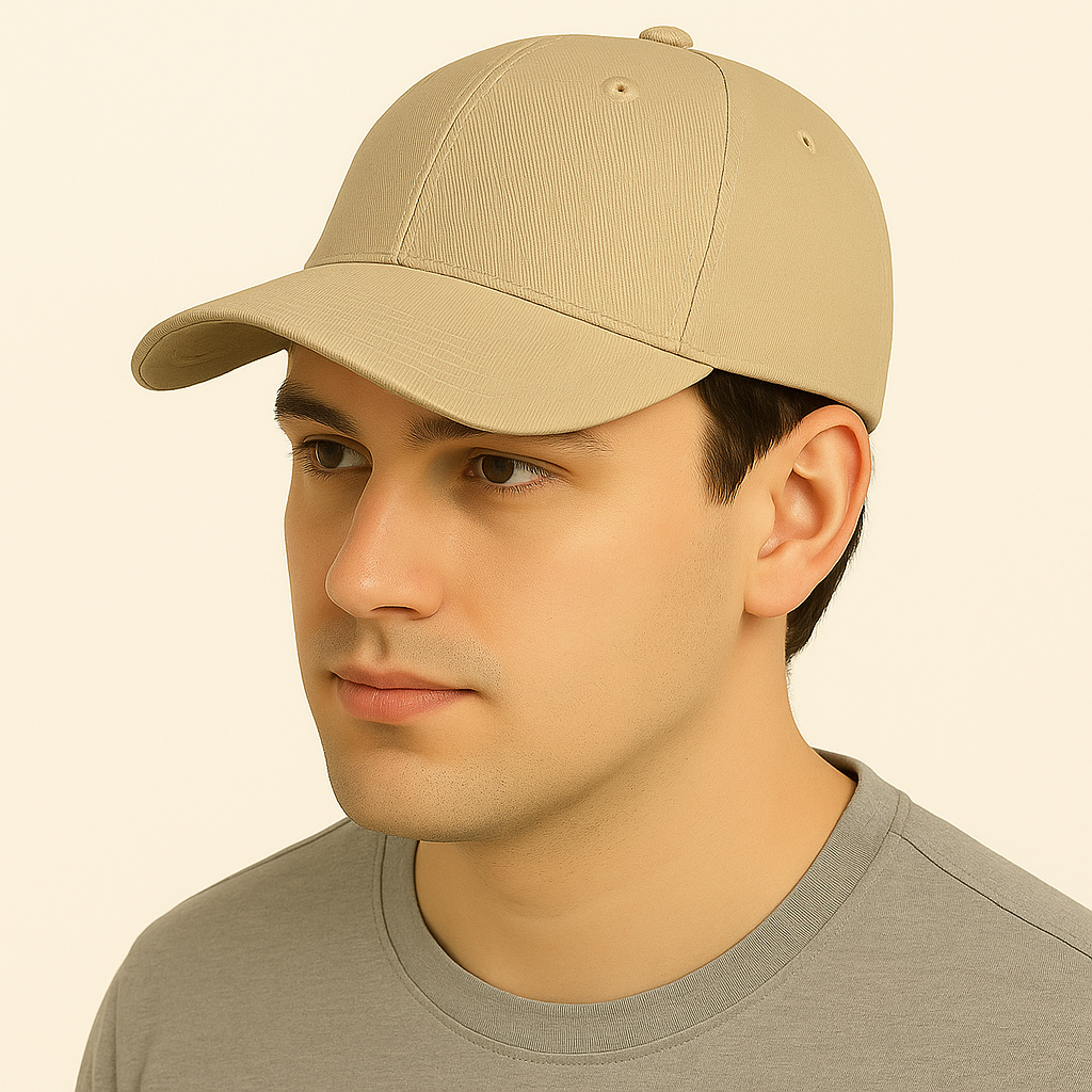 Men's Baseball Cap Pack of 2 - Lightweight Adjustable Cotton Hats - Beige, Grey