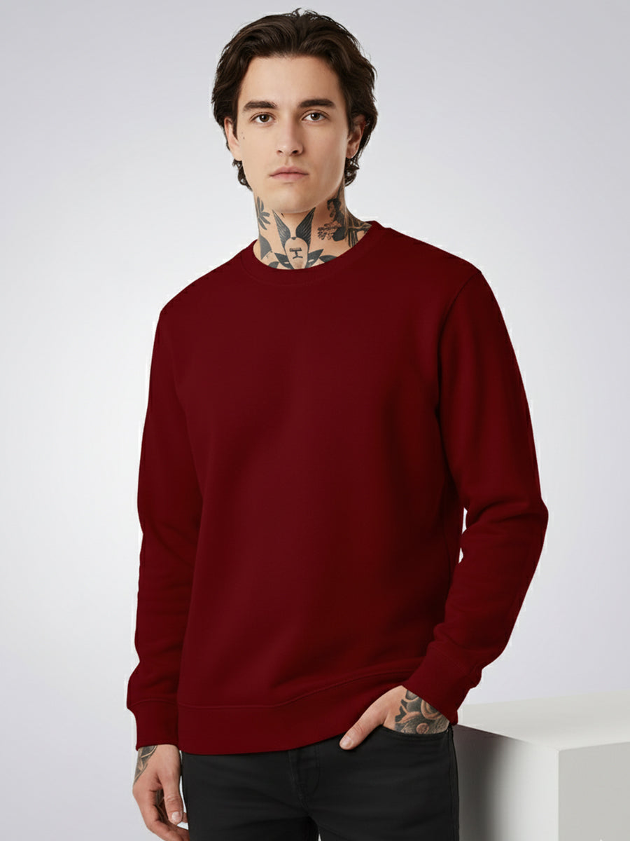 Men’s Sweatshirt Combo – Warm Cotton Blend, Regular Fit - Grey Maroon