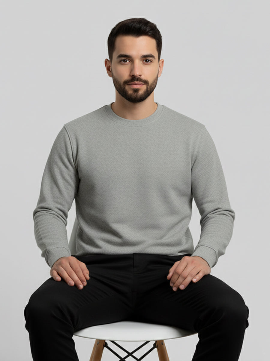 Men’s Sweatshirt Combo Cotton Blend, Crew Neck, Regular Fit - Grey Navy