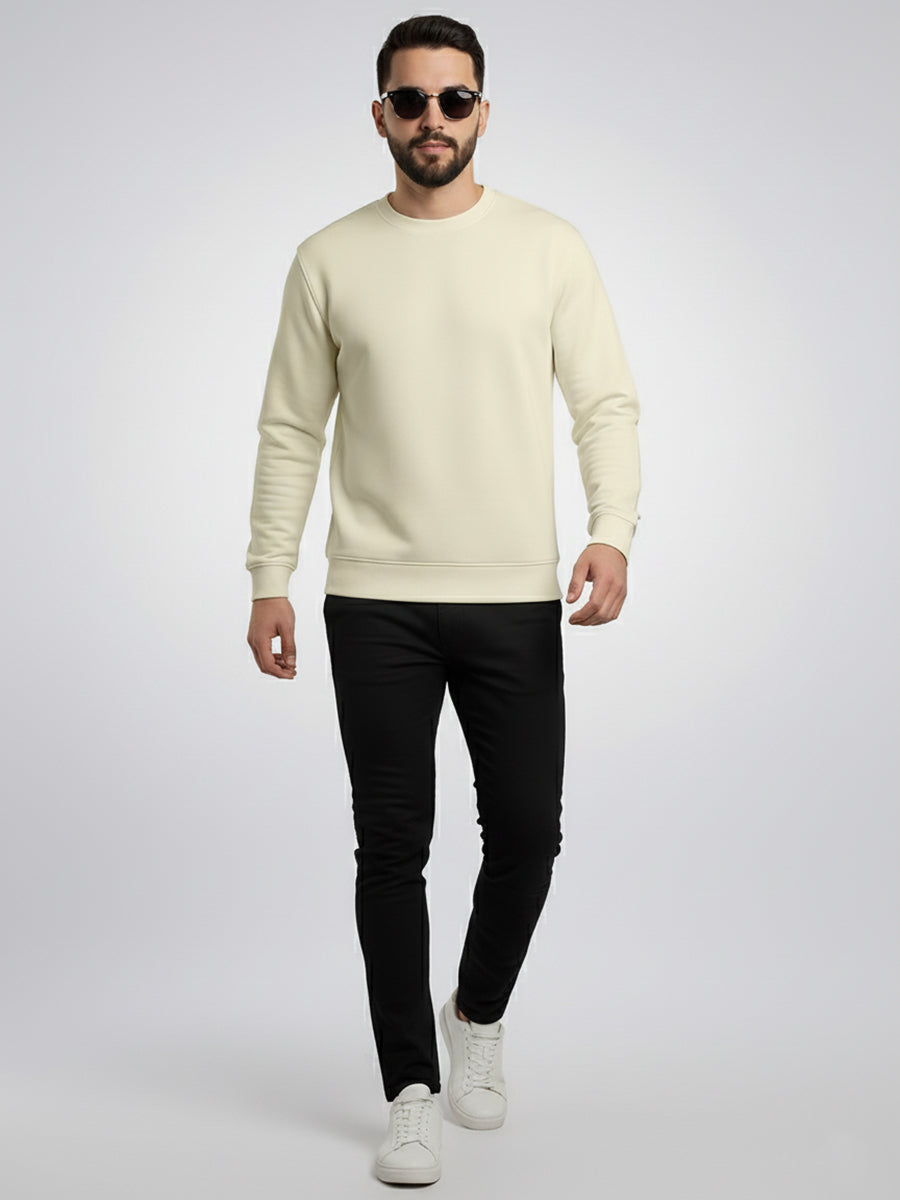 Men’s Sweatshirt Combo (Navy Blue & Off-White) – Cotton Blend, Regular Fit - Navy Offwhite