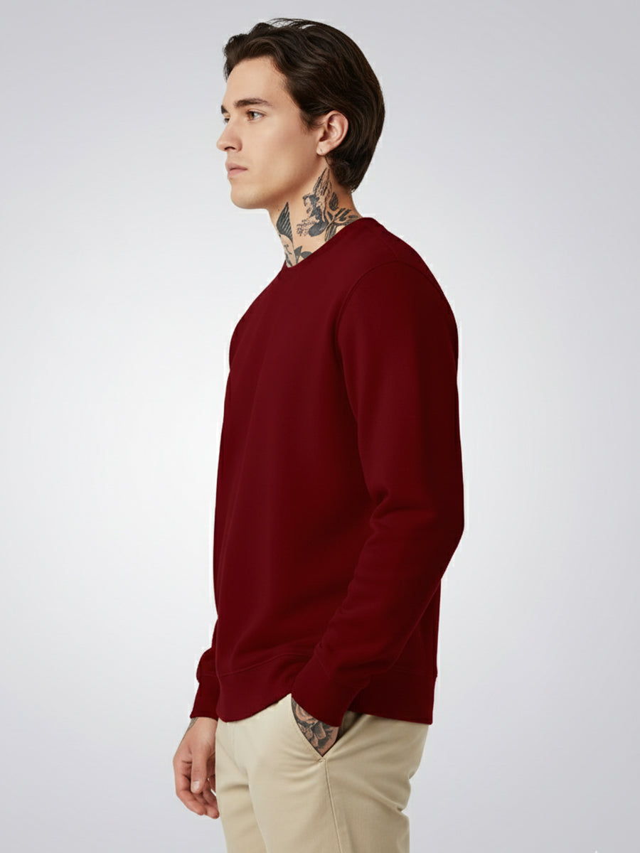 Men’s Sweatshirt Combo Cotton Blend, Crew Neck, Regular Fit - Grey Offwhite Maroon